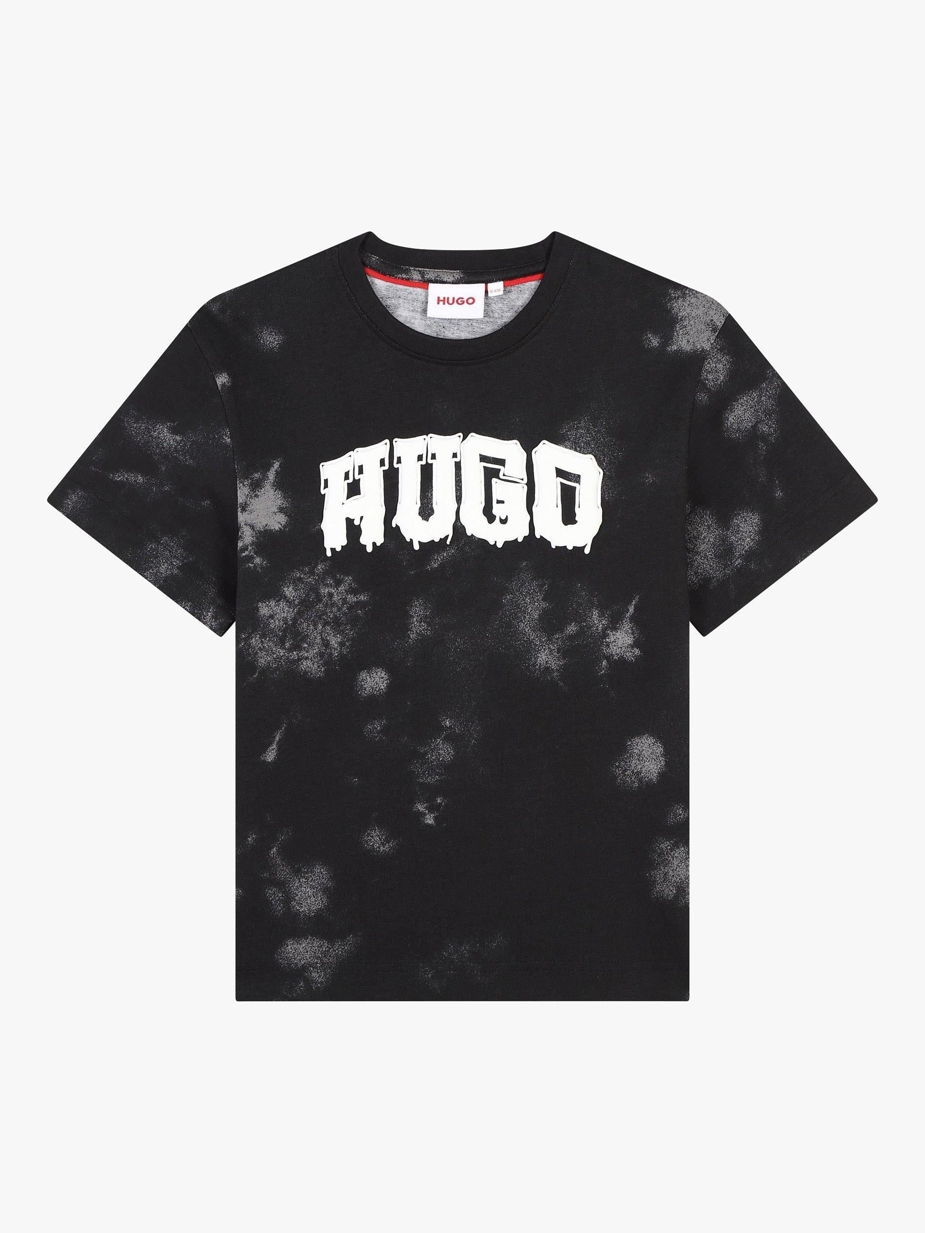 Product image 1 of 2, which shows HUGO Kids' Logo Tie Dye T-Shirt, Black/Grey, 5 years