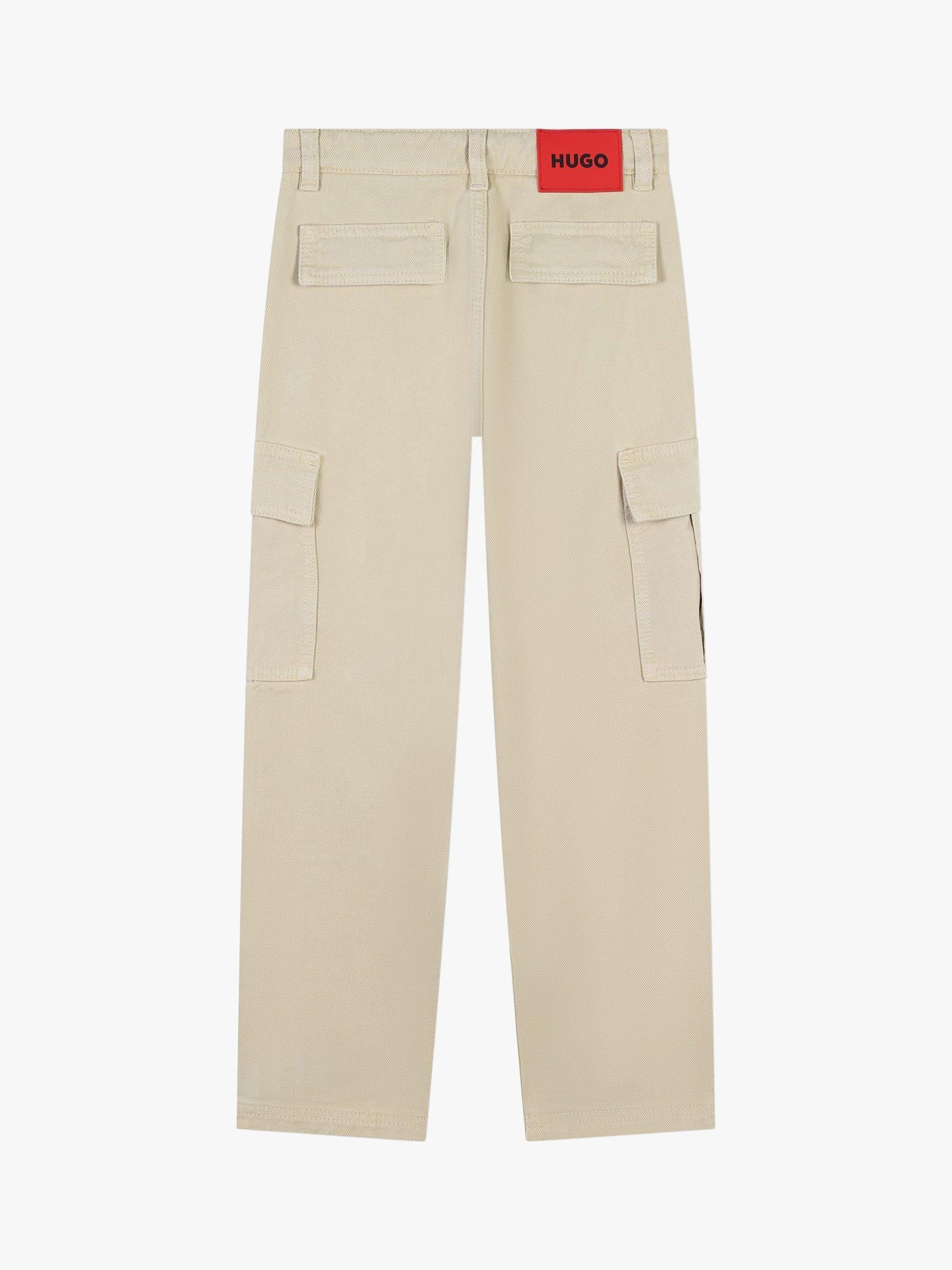 Product image 2 of 2, which shows HUGO Kids' Loose Fit Cargo Trousers, Stone, 4 years