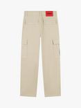 HUGO Kids' Loose Fit Cargo Trousers, Stone
