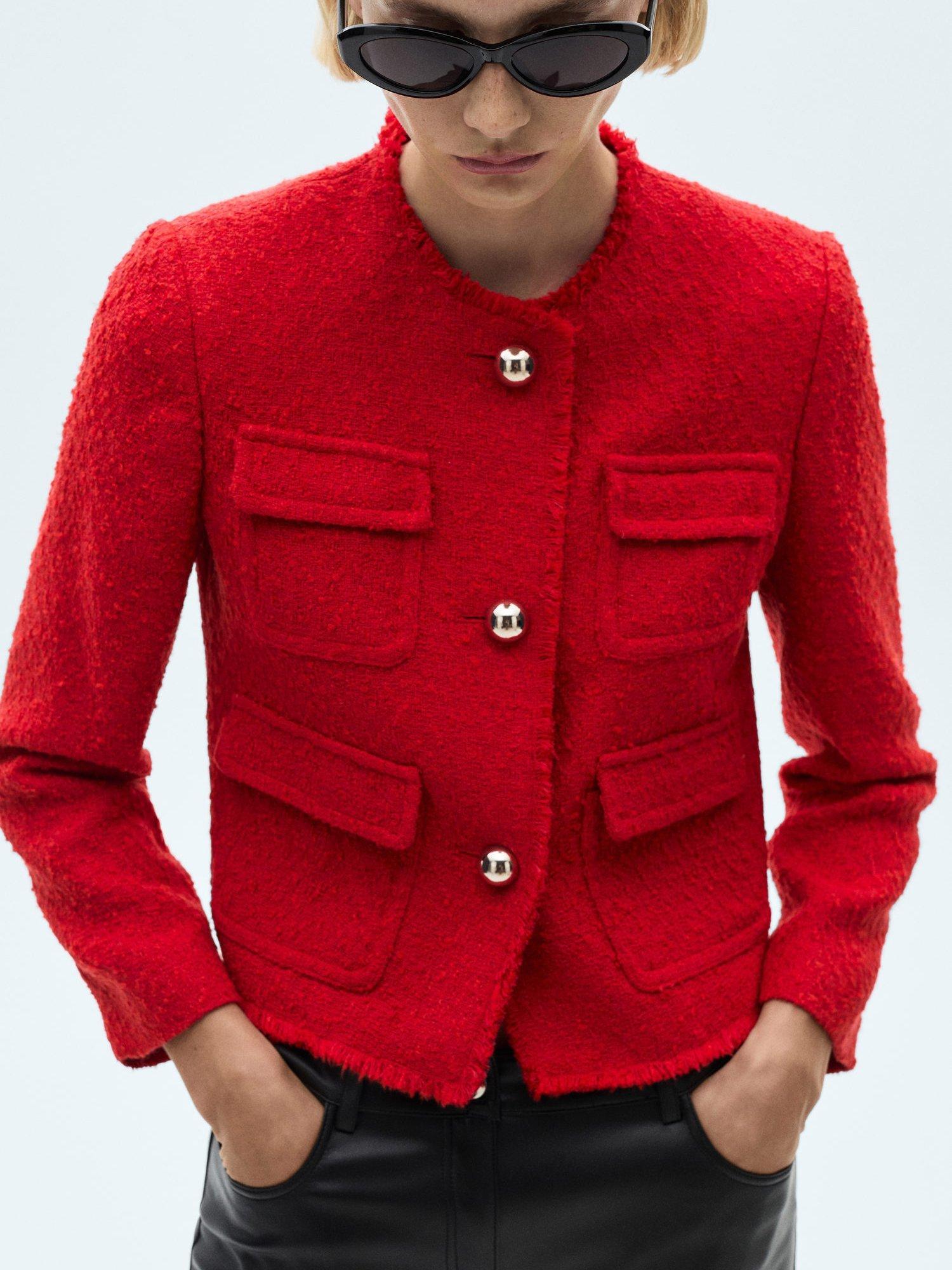 Mango Wintour Textured Short Jacket Red