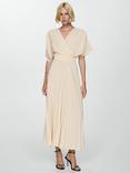 Mango Athens Pleated Midi Dress, Beige