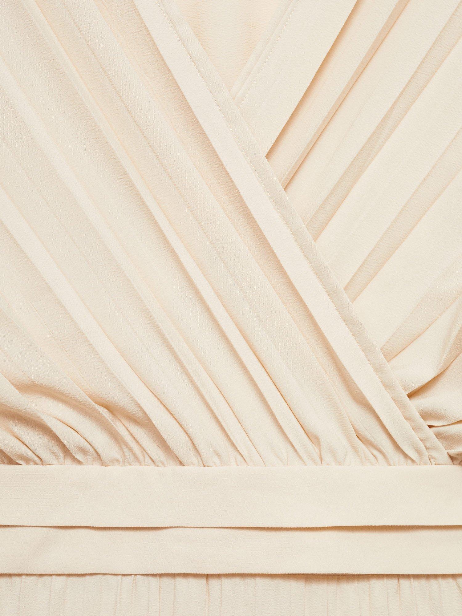 Product image 6 of 6, which shows Mango Athens Pleated Midi Dress, Beige, 8