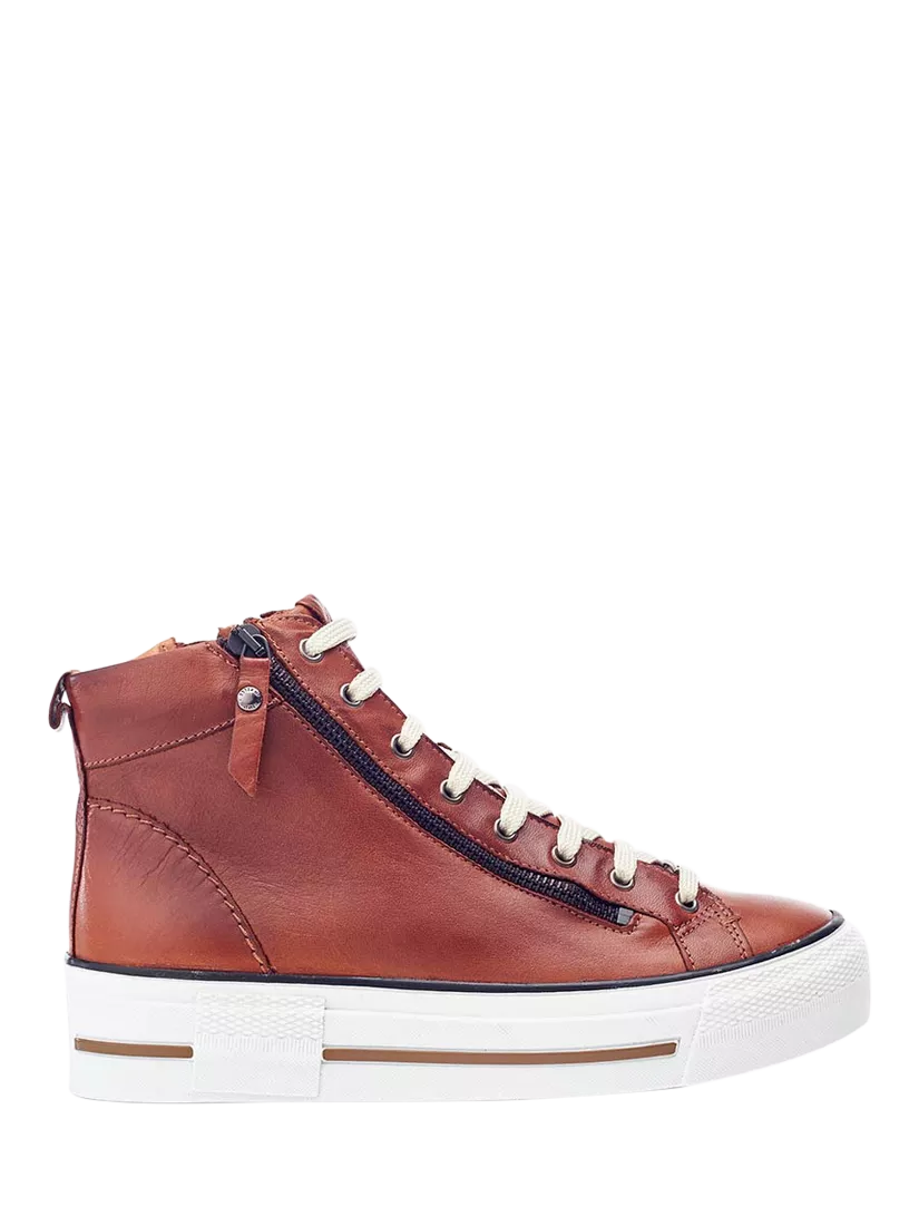 Moda in Pelle Annaken Leather Zip Detail Hi Top Trainers
