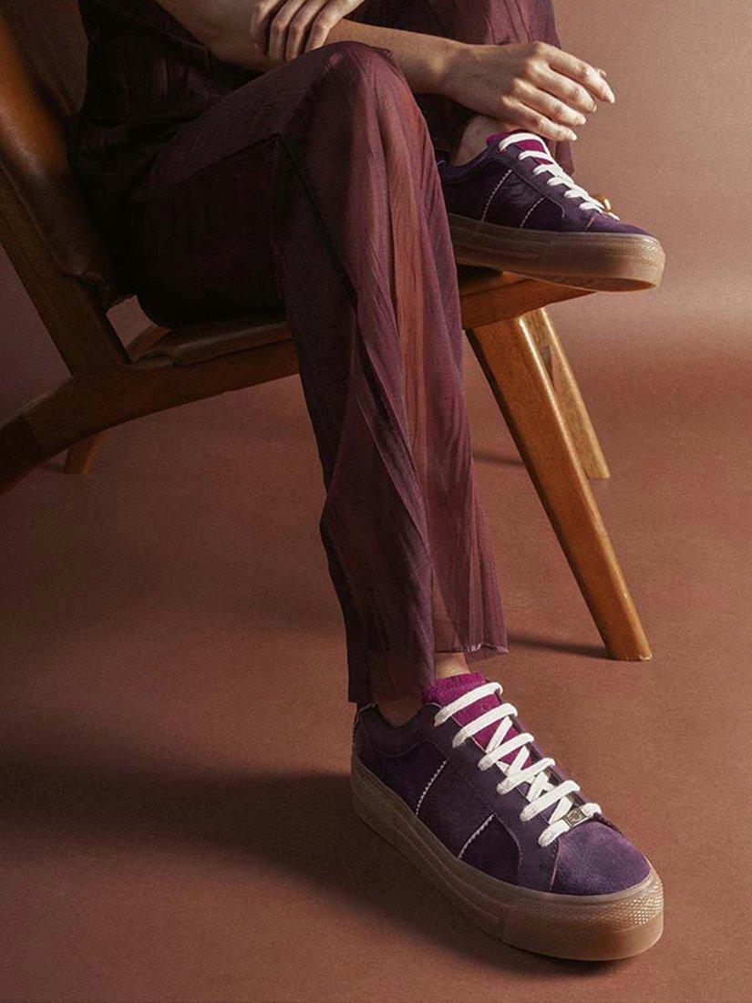Product image 2 of 5, which shows Moda in Pelle Amande Suede Chunky Trainers, Purple, 3