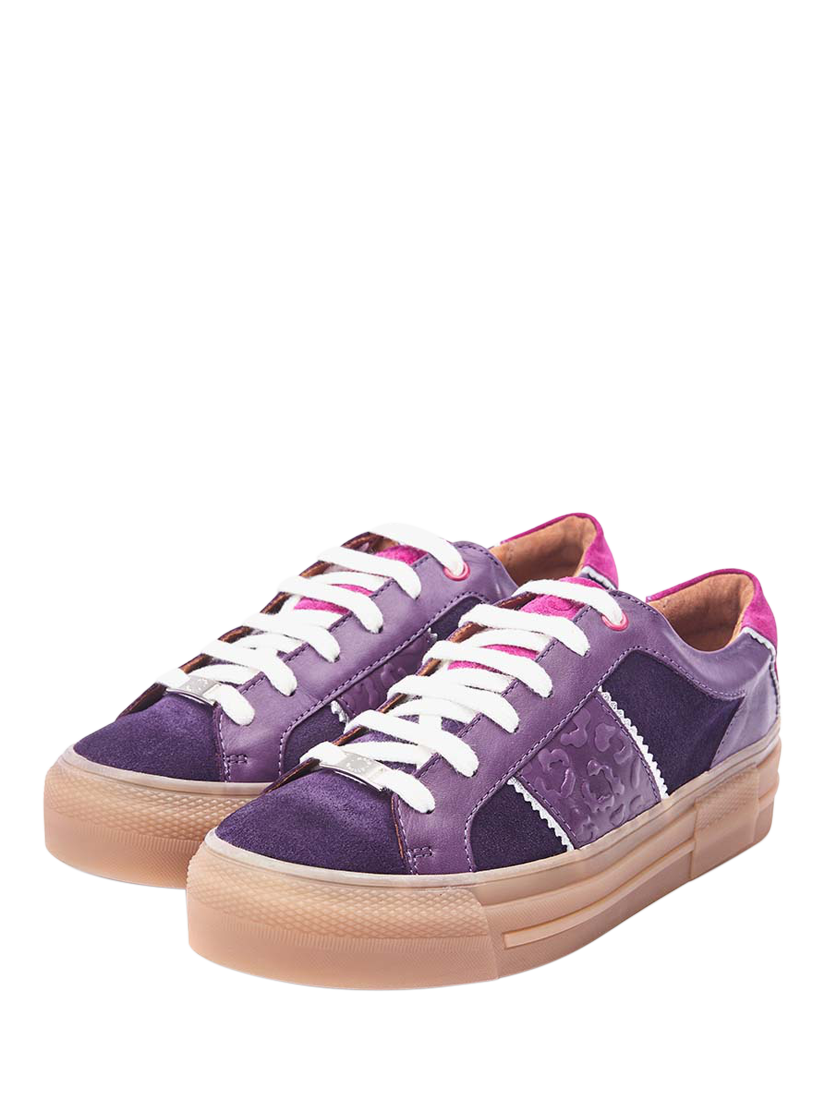 Product image 3 of 5, which shows Moda in Pelle Amande Suede Chunky Trainers, Purple, 3