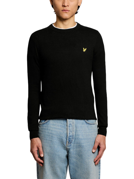 Lyle & Scott Cotton Rich Knit Crew Neck Jumper, Z865 Jet Black