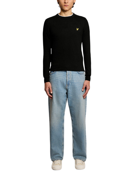 Lyle & Scott Cotton Rich Knit Crew Neck Jumper - view 2, Z865 Jet Black