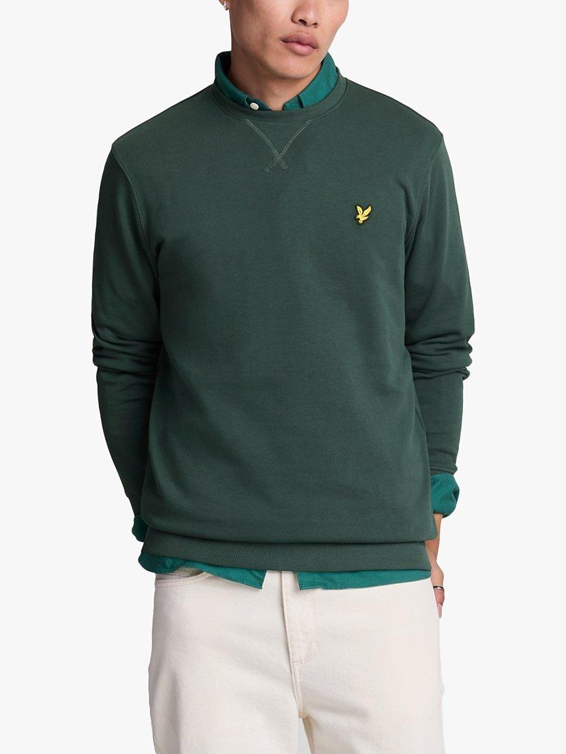 Product image 1 of 5, which shows Lyle & Scott Cotton Crew Neck Sweatshirt, Argyle Teal, XS