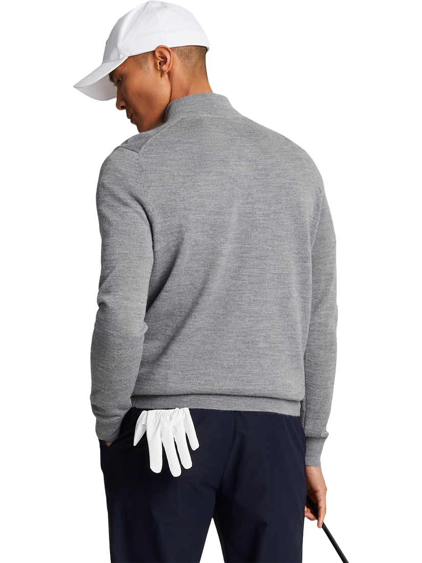 Product image 3 of 5, which shows Lyle & Scott Golf Half Zip Merino Wool Blend Jumper, Mid Grey Marl, XS