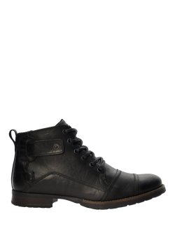 Dune London Simon Leather Seam Detail Lace Up Ankle Boots, Black