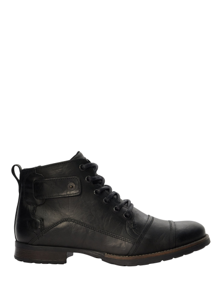 Dune London Simon Leather Seam Detail Lace Up Ankle Boots, Black