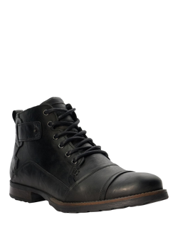 Dune London Simon Leather Seam Detail Lace Up Ankle Boots - view 2, Black