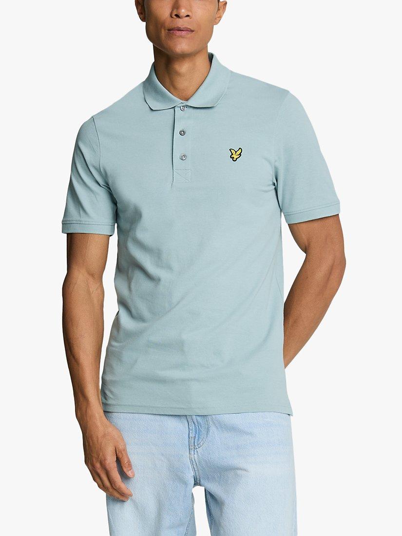 Product image 1 of 5, which shows Lyle & Scott Plain Polo Shirt, Blue Smoke, XS