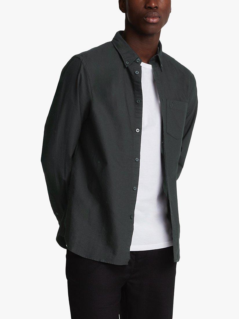 Product image 1 of 5, which shows Lyle & Scott Tonal Eagle Oxford Shirt, Jet Black, S