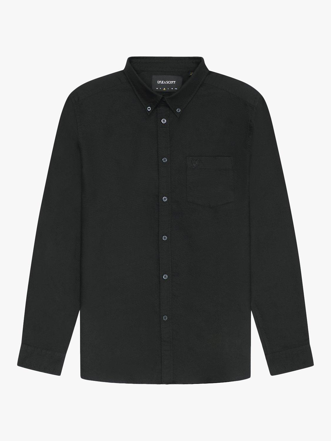 Product image 3 of 5, which shows Lyle & Scott Tonal Eagle Oxford Shirt, Jet Black, S