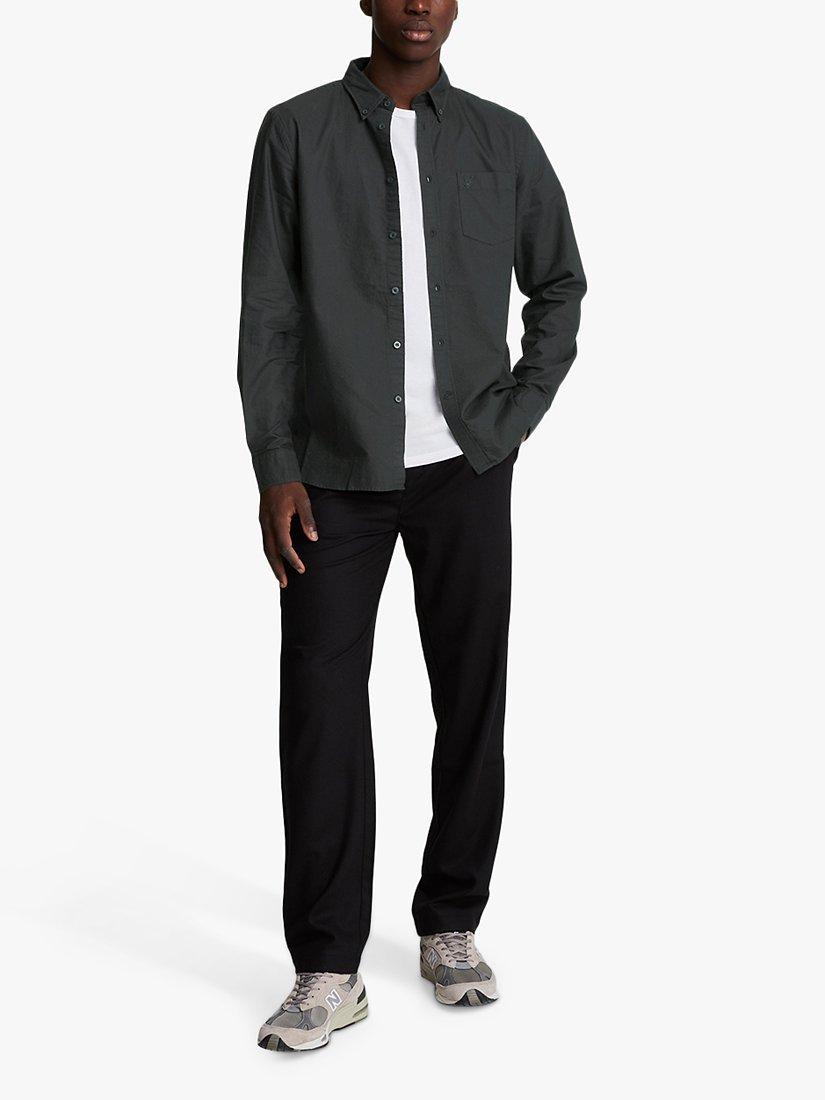 Product image 4 of 5, which shows Lyle & Scott Tonal Eagle Oxford Shirt, Jet Black, S