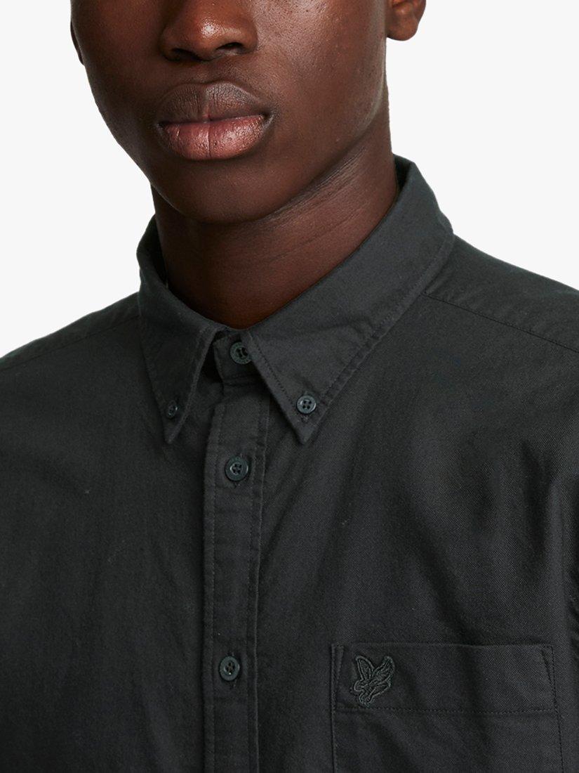 Product image 5 of 5, which shows Lyle & Scott Tonal Eagle Oxford Shirt, Jet Black, S
