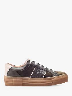 Moda in Pelle Amande Leather Lace Up Trainers, Khaki, Khaki