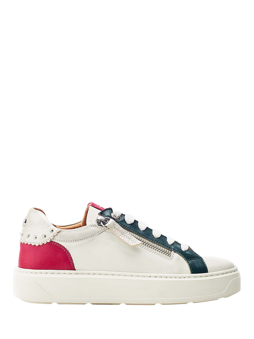 Moda in Pelle Baudry Leather Trainers, Off White/Multi