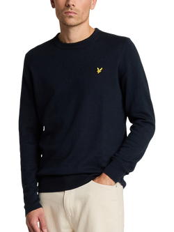Lyle & Scott Cotton Merino Crew Neck Jumper, Z271 Dark Navy, Dark Navy