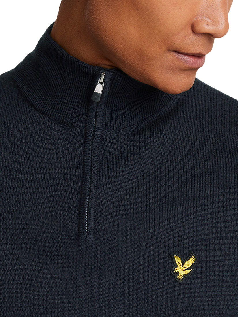 Product image 4 of 5, which shows Lyle & Scott Golf Half Zip Wool Blend Jumper, Dark Navy, XS