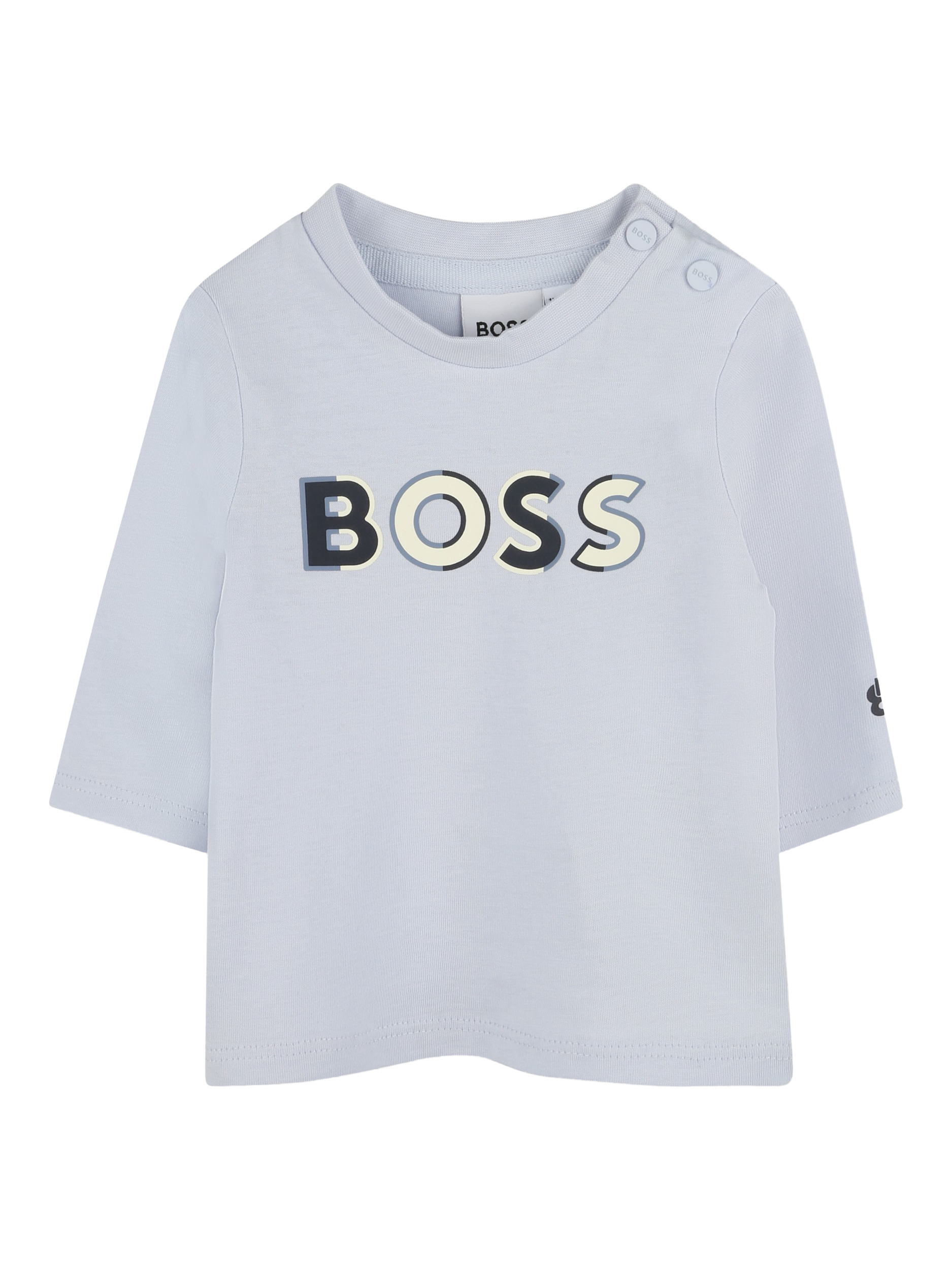 HUGO BOSS Baby Logo Cotton T-Shirt, Pale Blue