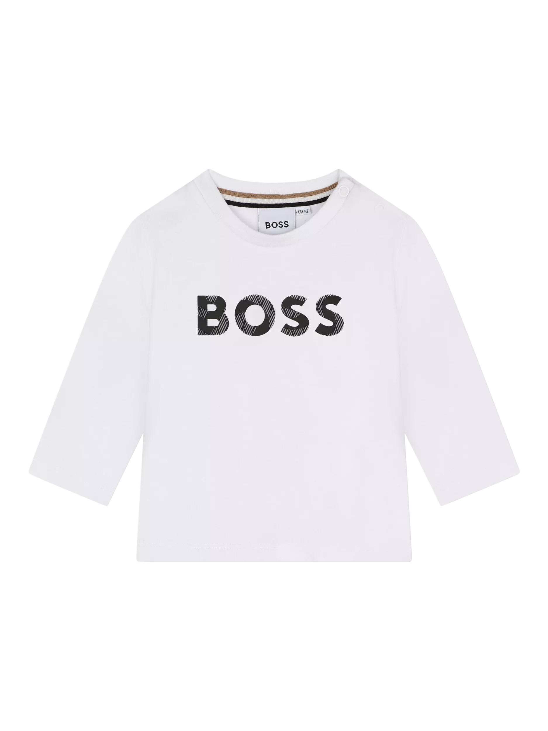 HUGO BOSS Baby Cotton Long Sleeve Top, White