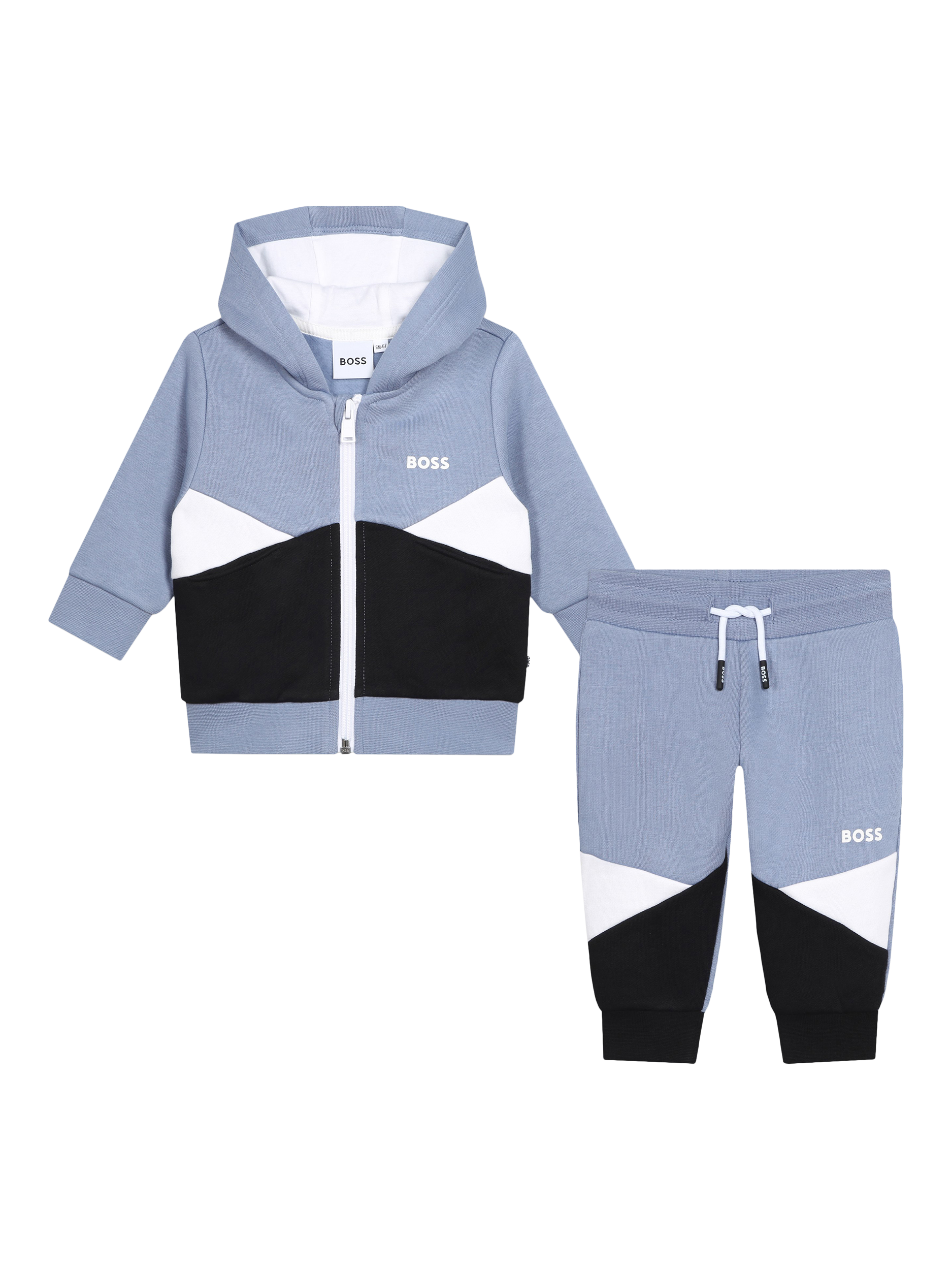 HUGO BOSS Baby Colour Block Hoodie & Joggers Set, Medium Grey