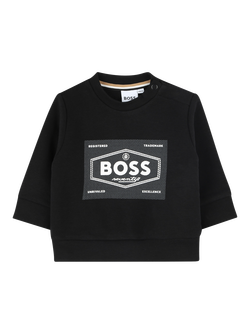 HUGO BOSS Baby Brushed Cotton Fleece Blend Sweatshirt, Black