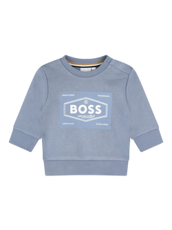 HUGO BOSS Baby Brushed Cotton Fleece Blend Sweatshirt, Medium Grey