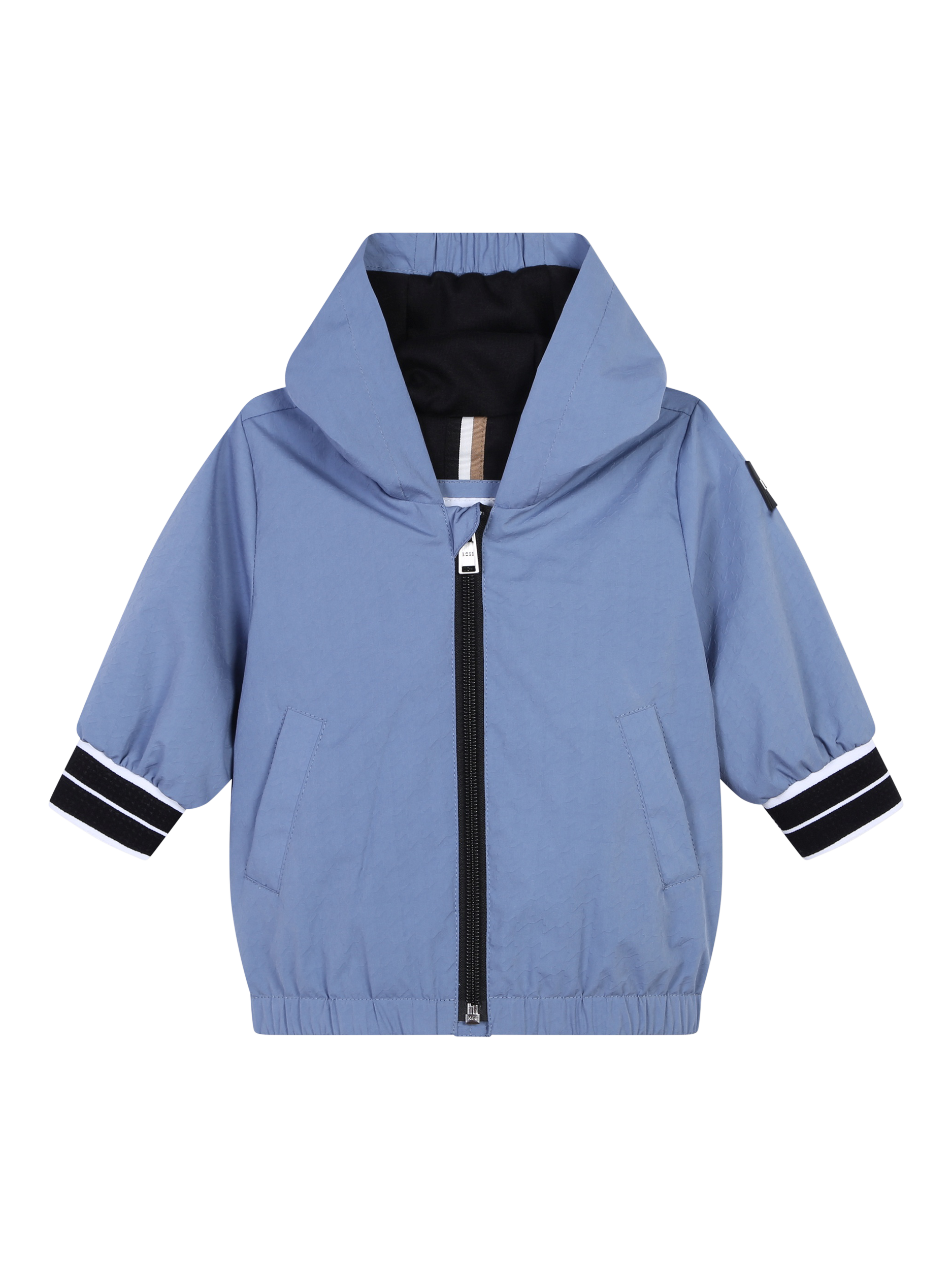 Product image 1 of 2, which shows HUGO BOSS Baby Hooded Windbreaker Jacket, Medium Grey, 2 years