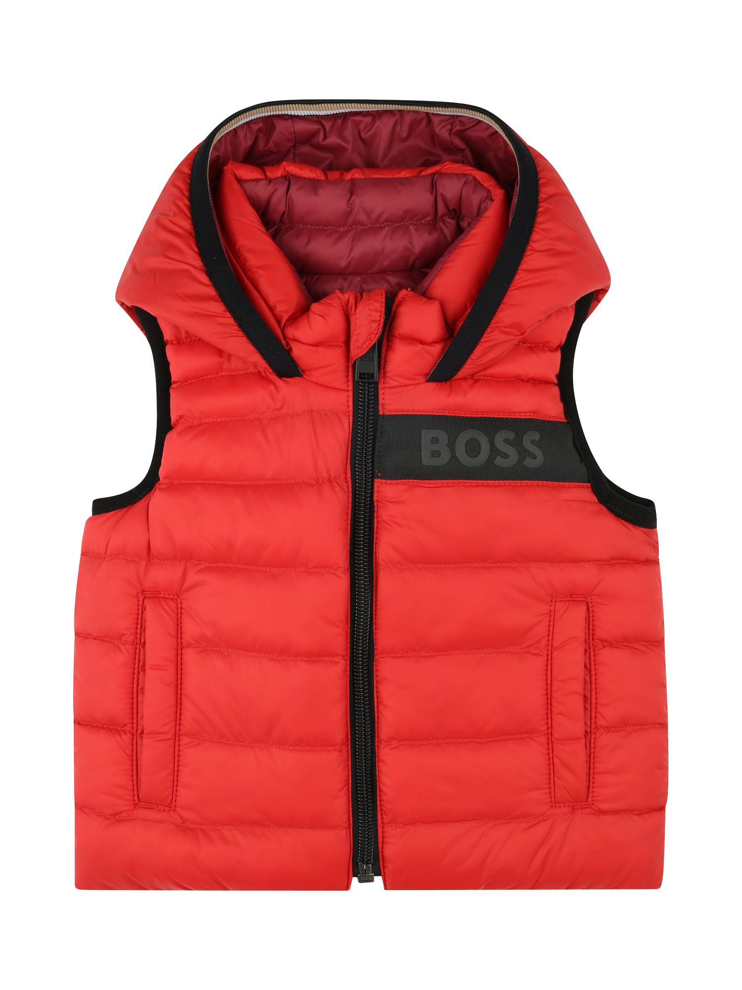 HUGO BOSS Baby Reversible Puffer Gilet, Red