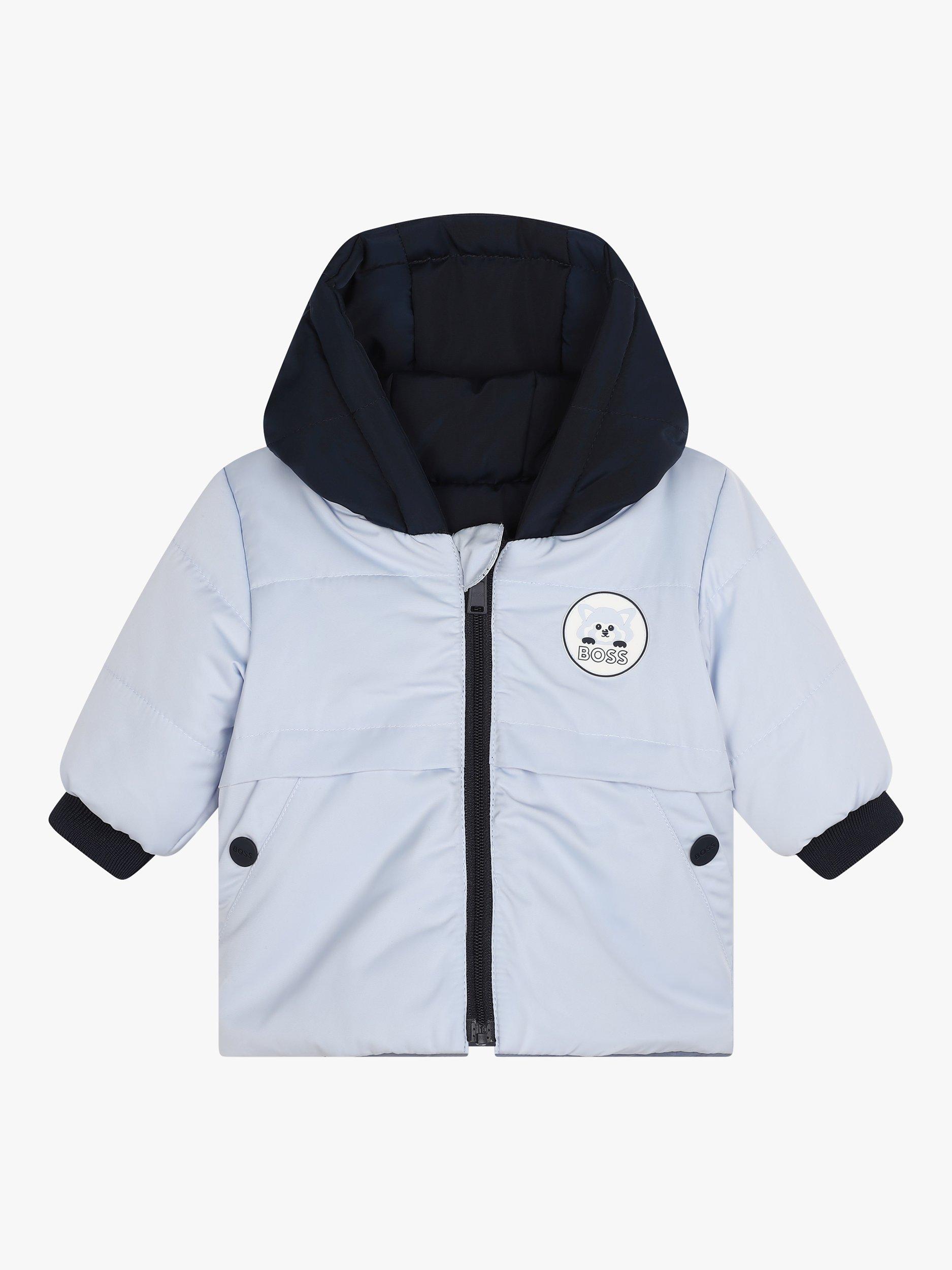 Product image 1 of 2, which shows BOSS Baby Reversible Hooded Puffer Jacket, Pale Blue, 6 months