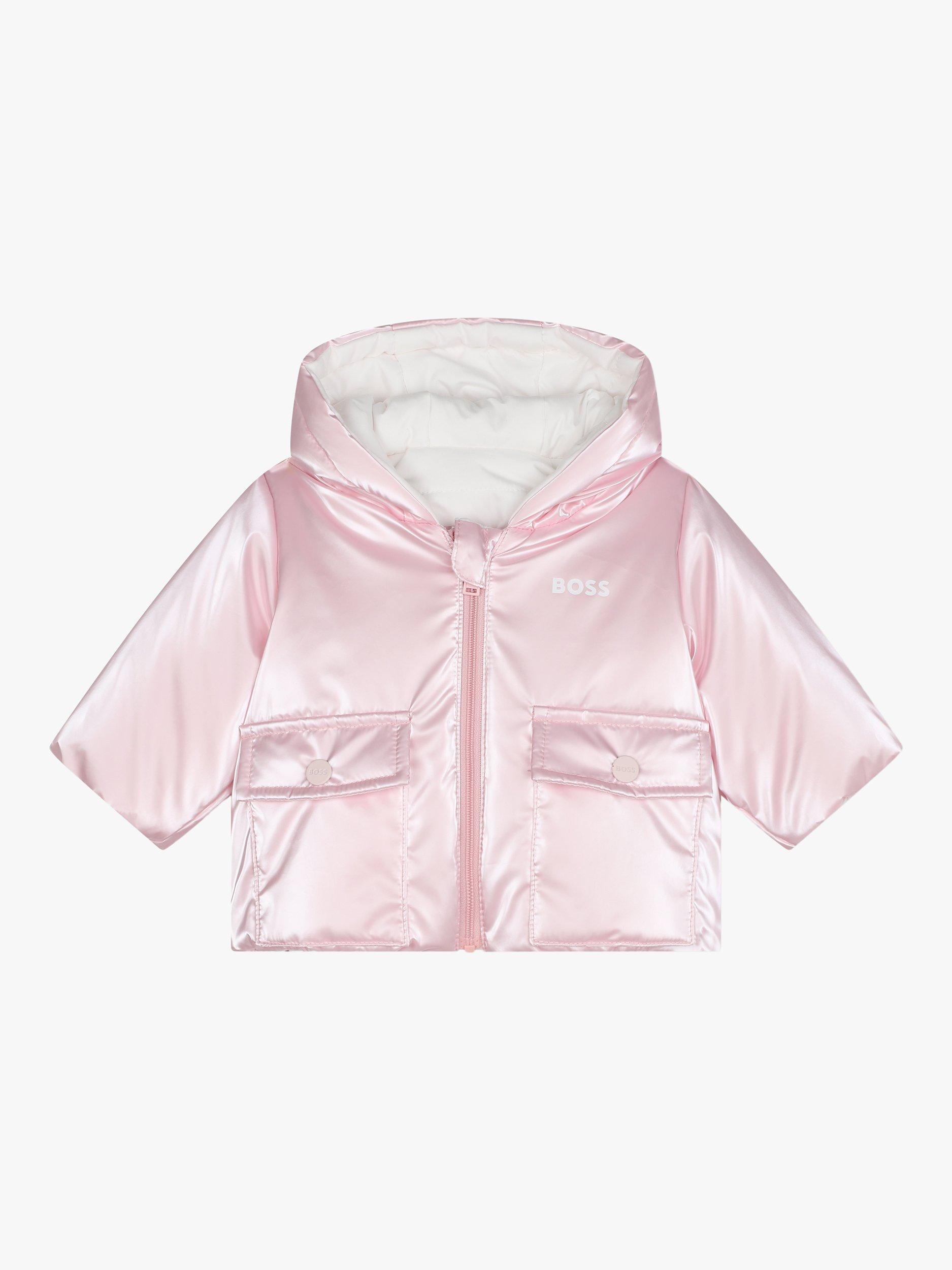 BOSS Baby Reversible Hooded Puffer Jacket, Pink Pale