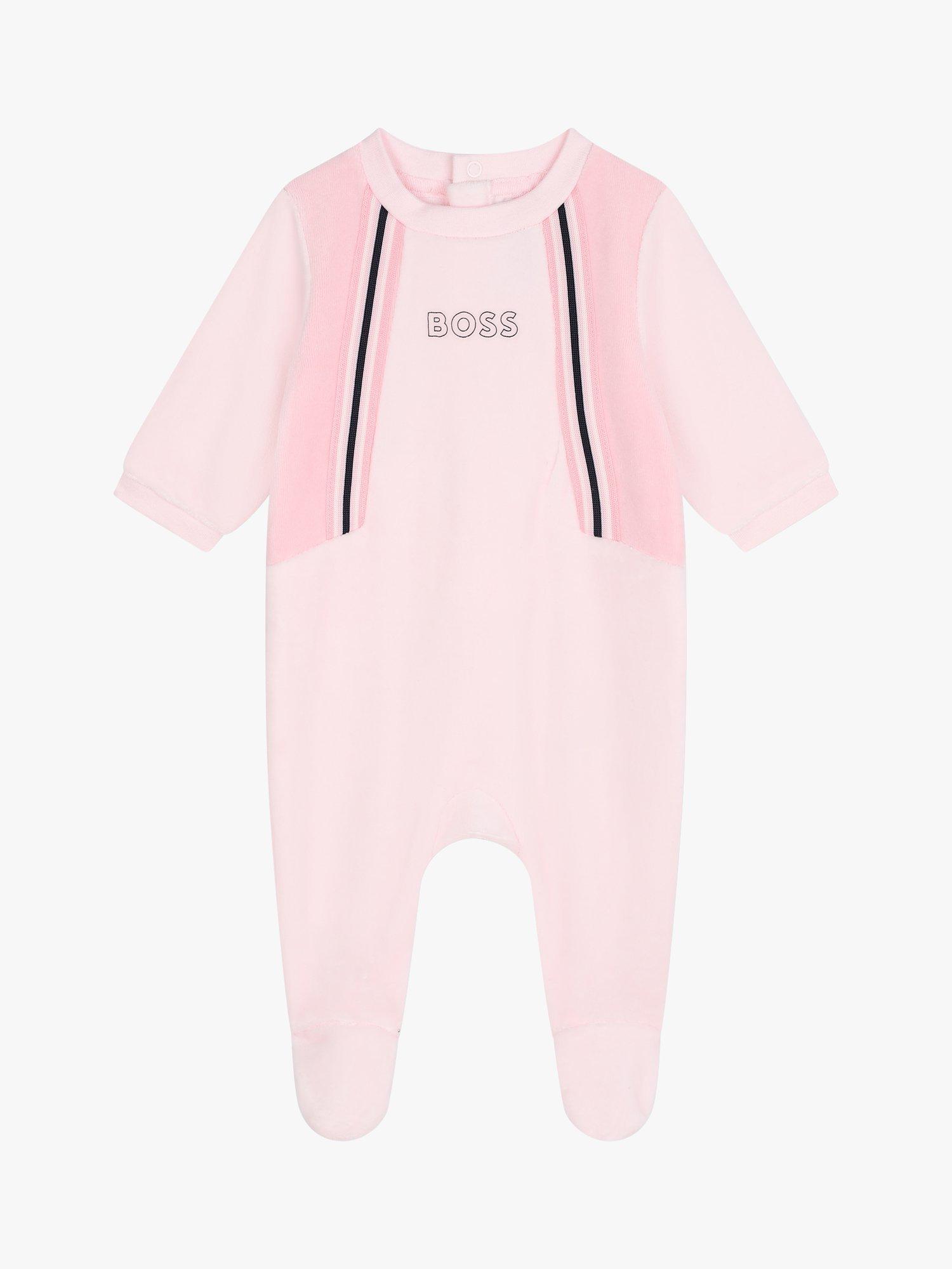 BOSS Baby Logo Velvet Onesie, Pink Pale
