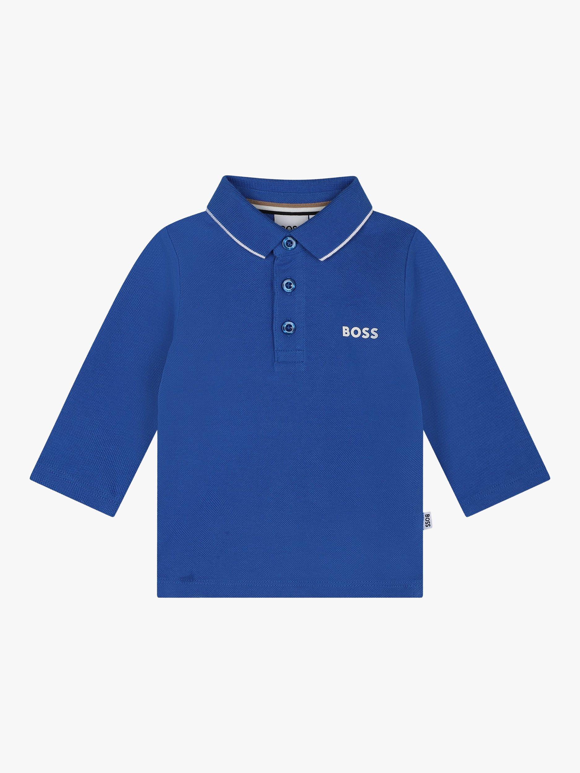 BOSS Baby Logo Long Sleeve Polo Shirt, Bright Cobalt