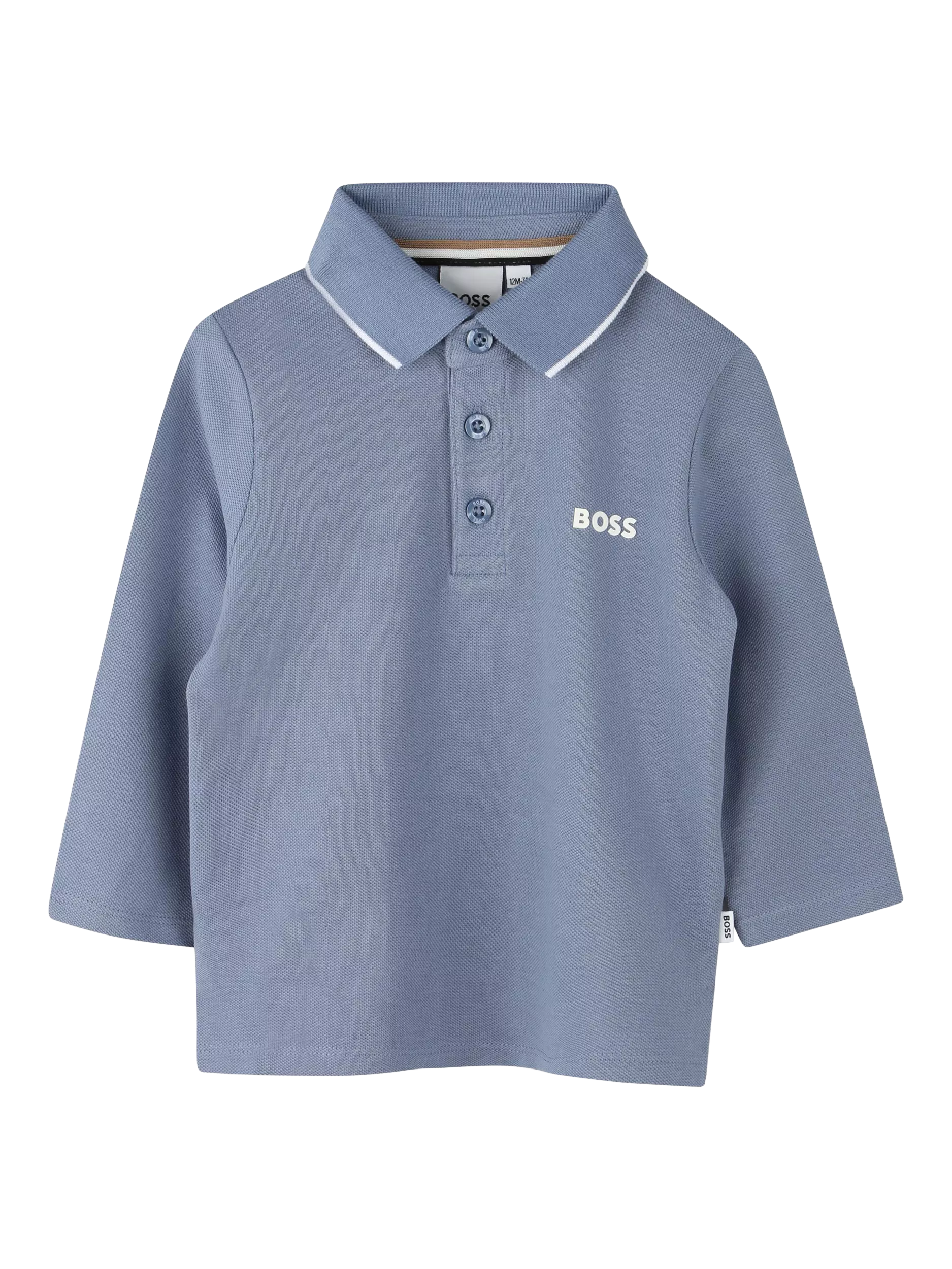 HUGO BOSS Baby Long Sleeve Polo Shirt, Medium Grey