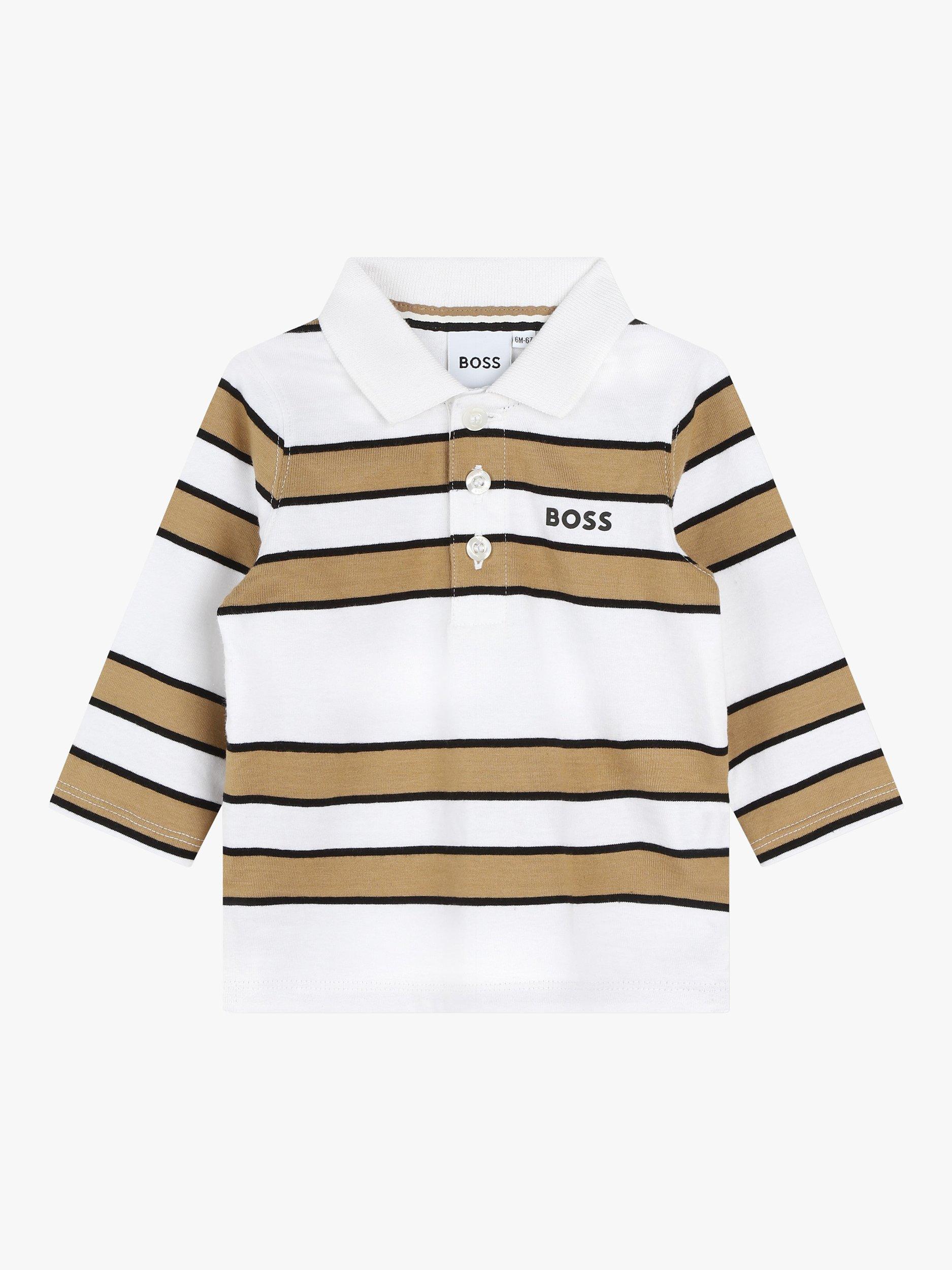 BOSS Baby Stripe Long Sleeve Polo Shirt White Multi