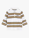 BOSS Baby Stripe Long Sleeve Polo Shirt, White/Multi