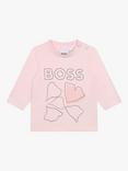 BOSS Baby Long Sleeve Logo T-Shirt, Pink Pale