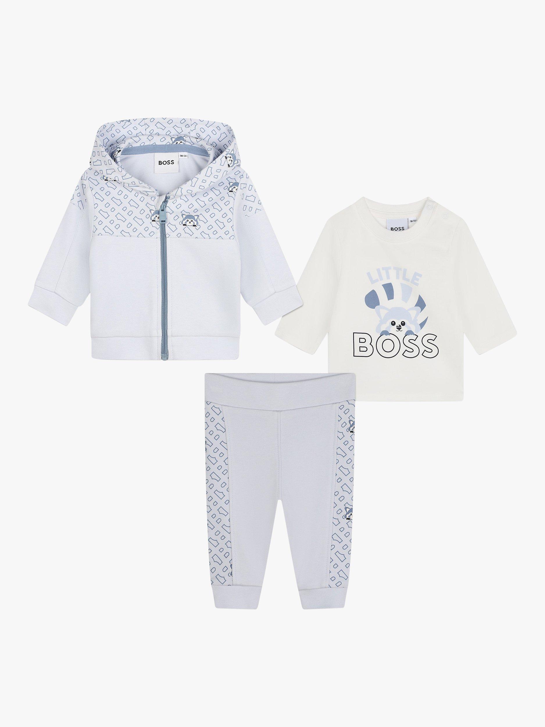 HUGO BOSS Baby Trousers, Cardigan & Top Set, Pale Blue