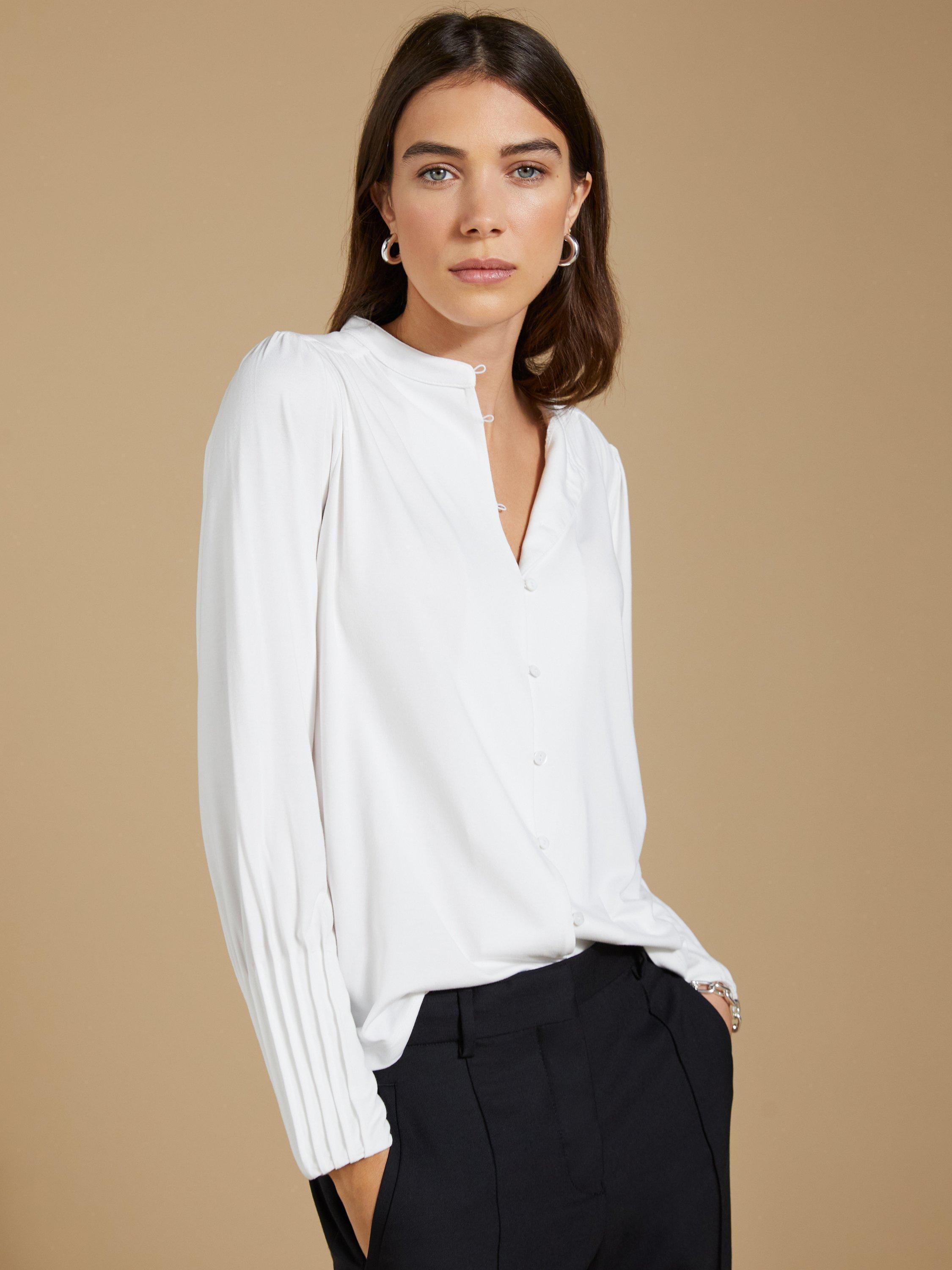 Product image 1 of 6, which shows Baukjen Caroline Jersey Long Sleeve Top, White, 8