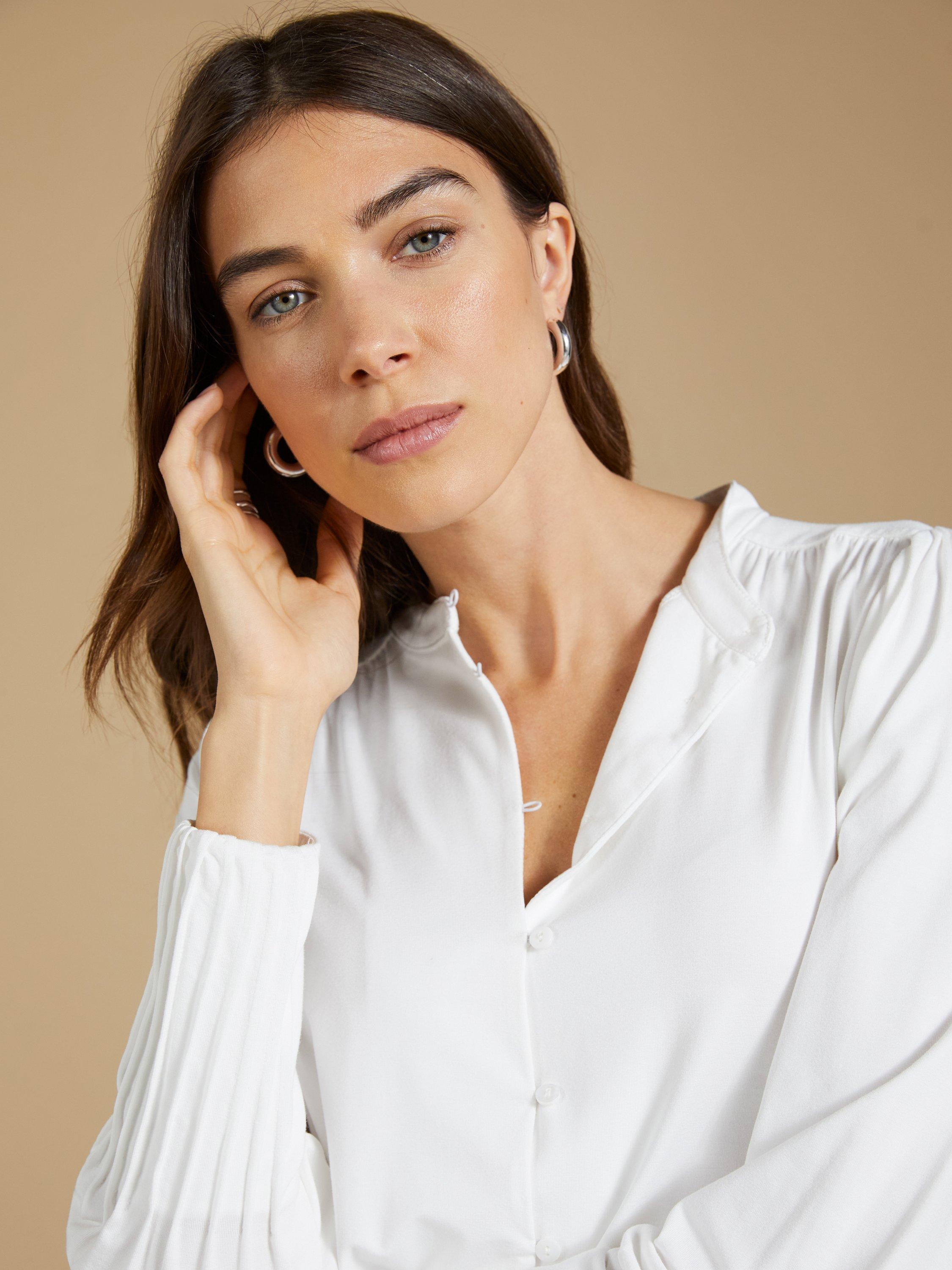 Product image 2 of 6, which shows Baukjen Caroline Jersey Long Sleeve Top, White, 8