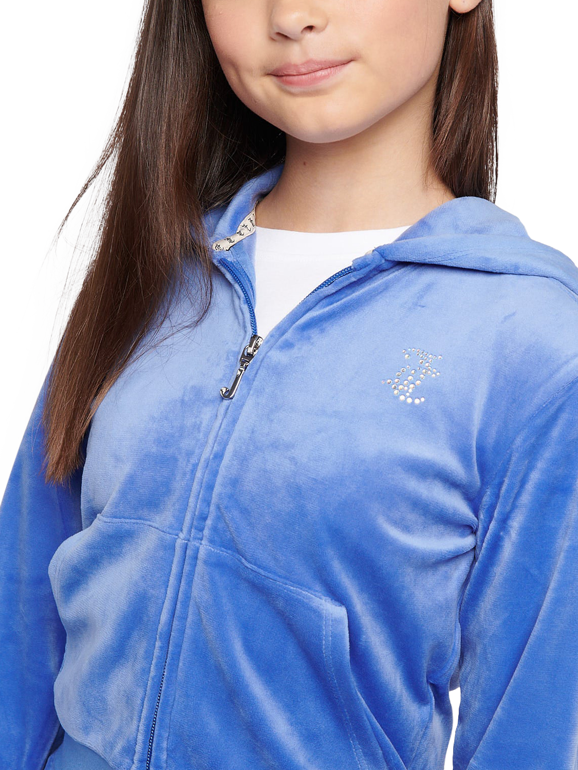 Product image 2 of 3, which shows Juicy Couture Diamante Hoodie, Amparo Blue, 7-8 years