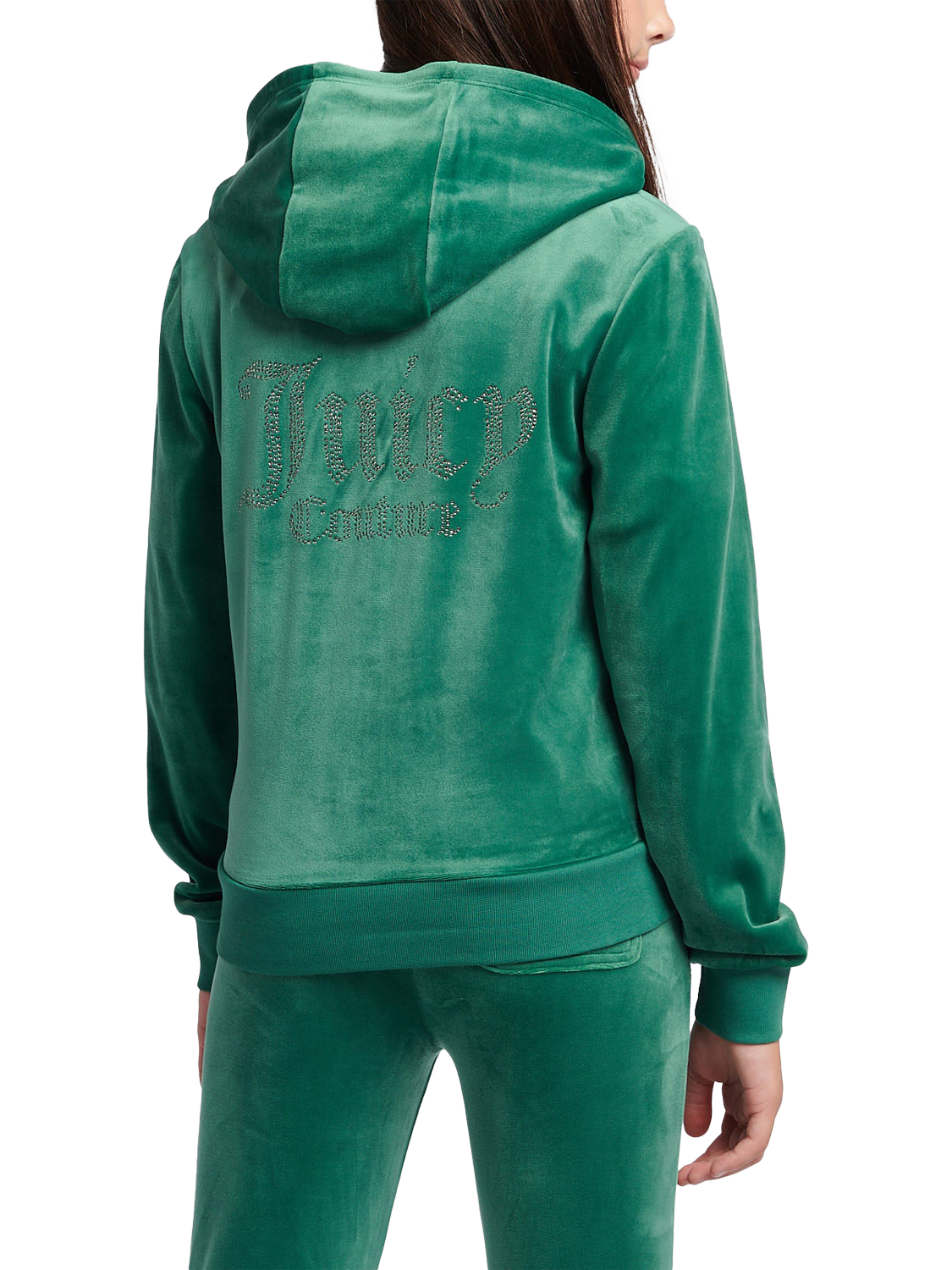 Product image 3 of 4, which shows Juicy Couture Diamante Hoodie, Posy Green, 7-8 years