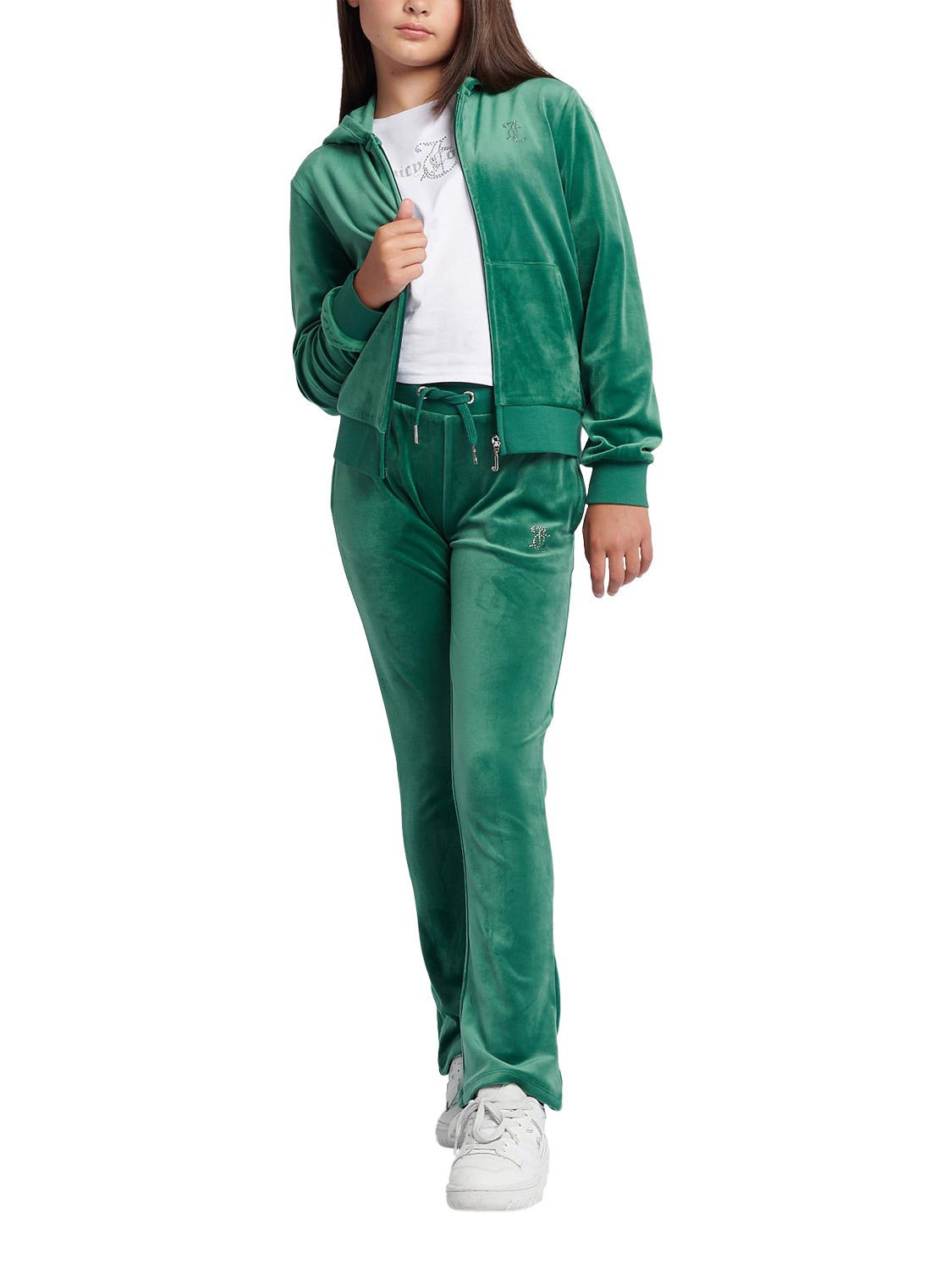 Product image 4 of 4, which shows Juicy Couture Diamante Hoodie, Posy Green, 7-8 years