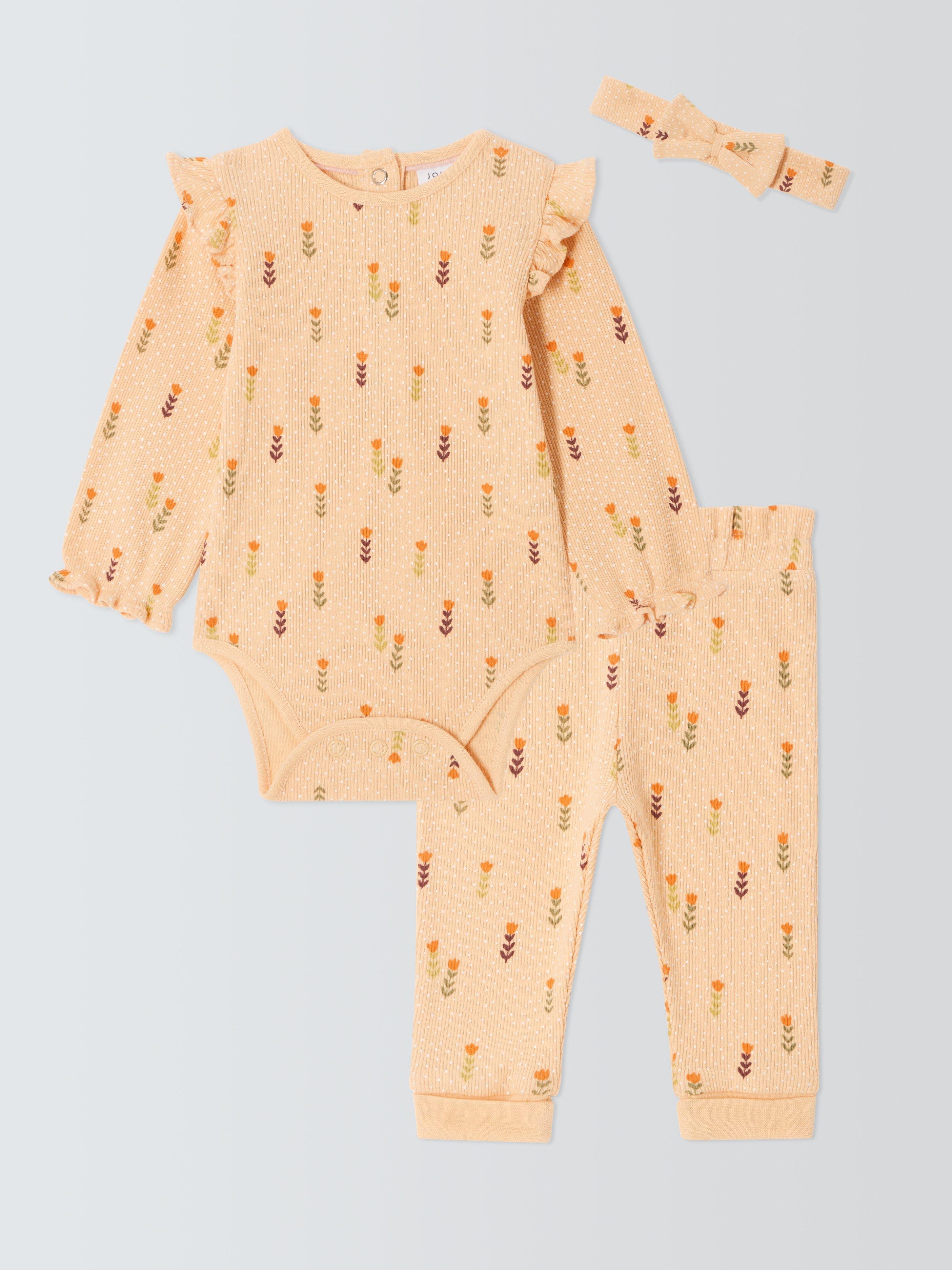 John Lewis Baby Floral Bodysuit, Tights and Hairband Set, Multi