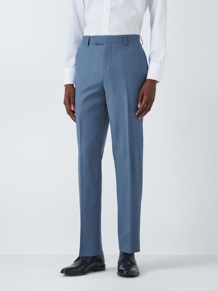 John Lewis Thurlow Regular Fit Sharkskin Wool Suit Trousers, Light Blue, Light Blue
