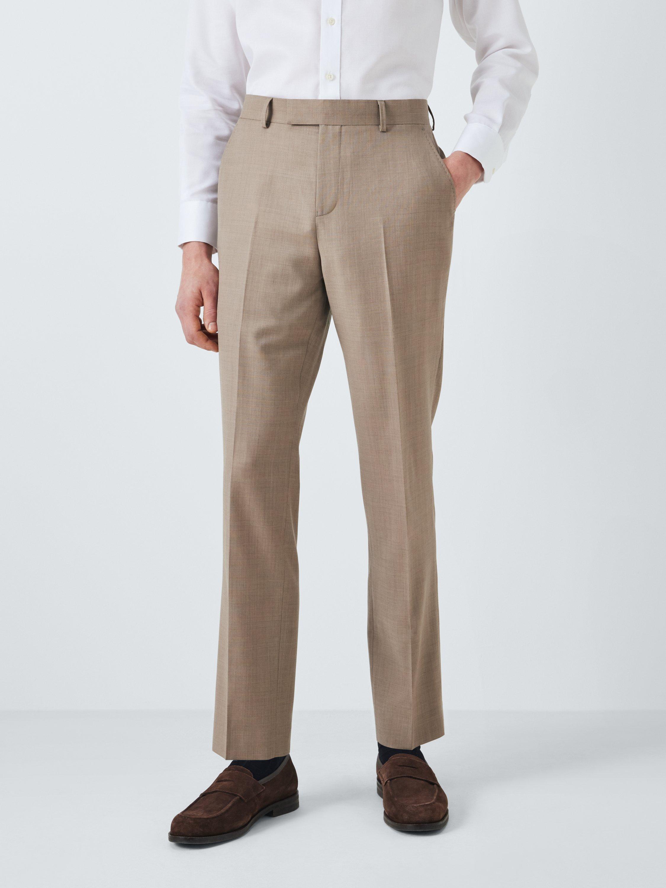 Product image 1 of 7, which shows John Lewis Sholden Regular Fit Sharkskin Wool Suit Trousers, Neutral, 32R