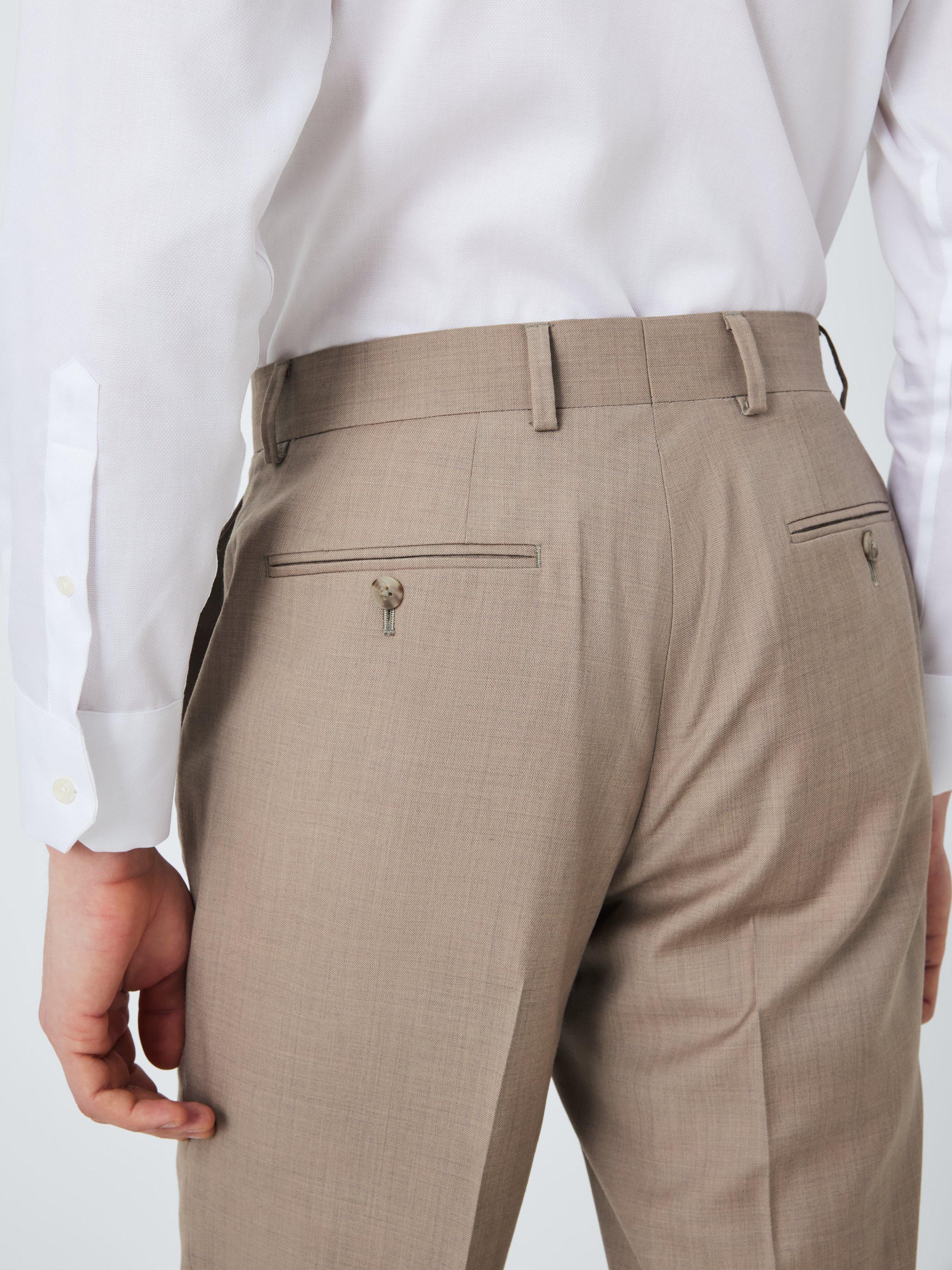 Product image 6 of 7, which shows John Lewis Sholden Regular Fit Sharkskin Wool Suit Trousers, Neutral, 32R
